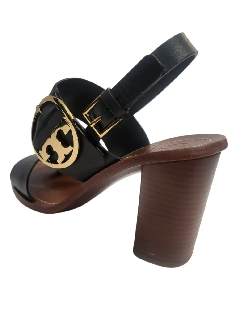 Tory Burch Thames Sandal Two-Tone Black & Brown Leather